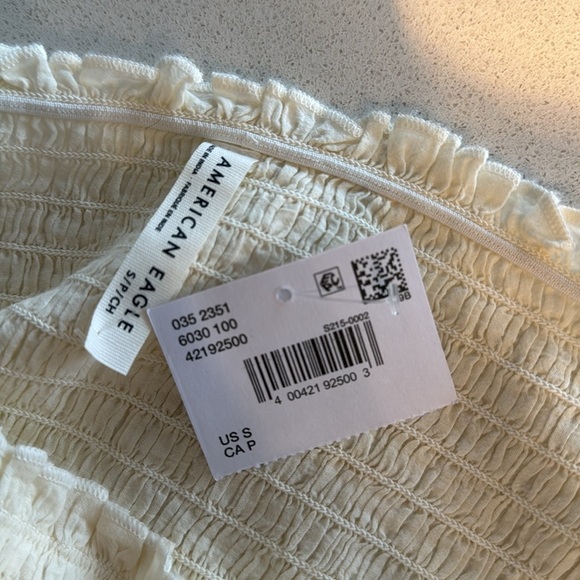 NWT American Eagle Outfitters Cream Puff Sleeve Blouse - Picture 5 of 8